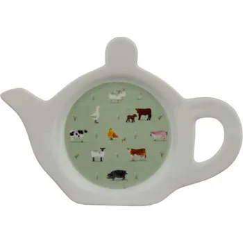 Talíř Porcelánový talířek ve tvaru konvičky na čajové sáčky "Vrbová Farma"