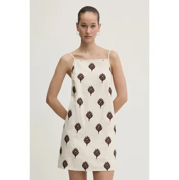 Dámské šaty Lněné šaty Abercrombie & Fitch KI159.5661.454 béžová 12X, vel. XL