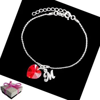 Náramek Náramek Písmeno A Srdce Swarovski Stříbro 925