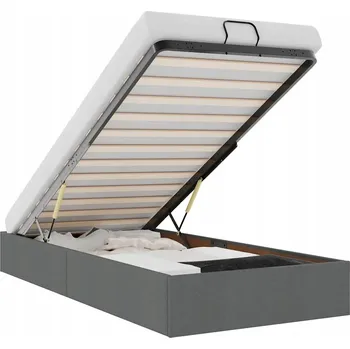 Postel Rám postele s úložným prostorem (otoman) tmavě šedý 203 x 100 x 23,5 cm se zvedacím mechanismem