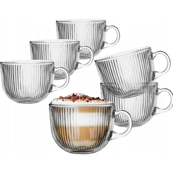 Sada 6 skleněných šálků / hrnků na kávu a čaj Altom Design Selena 510 ml