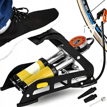 pumpička Nožní pumpa RETOO modrá, kovová, s manometrem 7 bar