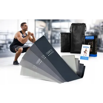 SADA 5 POSILOVACÍCH GUM / PÁSKŮ PRO CVIČENÍ, TRÉNINK, REHABILITACI A FITNESS - FLAT BAND