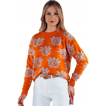 Dámský svetr DStreet dámský svetr oranžový klasický do pasu univerzální velikost