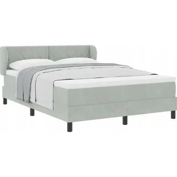 Postel Postel s matrací, sametová, tmavě šedá, 194x142x24 cm s nastavitelným čelem