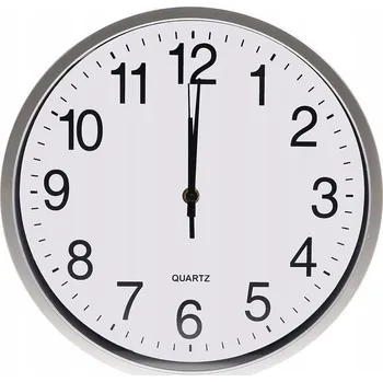 Hodiny Nástěnné hodiny stříbrné s velkými čitelnými číslicemi 19 Cm x 4 cm