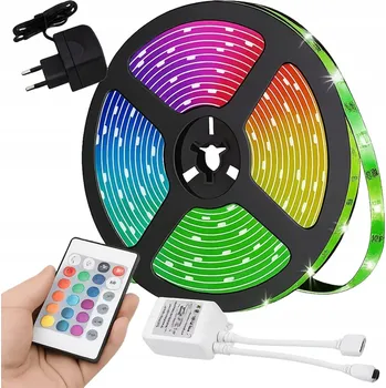 LED páska LED pásek TV RGB podsvícení 5m + dálkový ovladač napájecí zdroj voděodolný IP67