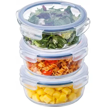 Dóza na potraviny SKLENĚNÁ NÁDOBA NA POTRAVINY 1300ML S KRABIČKA , OBĚDOVÝ BOX 3x