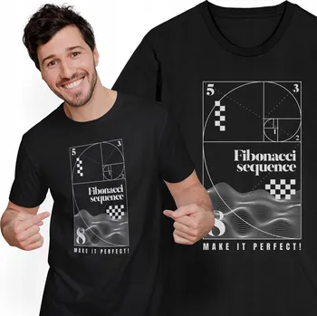 Pánské tričko Pánské Tričko s potiskem Spirálová Fibonacciho posloupnost Matematická dokonalost