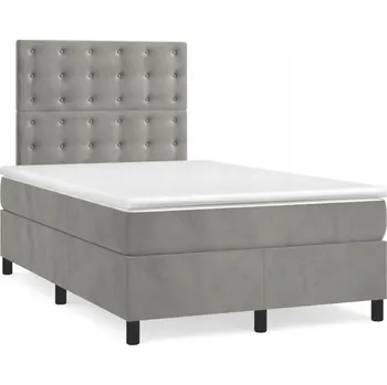 Postel Kontinentální postel světle šedá 203 x 120 x 118/128 cm s matrací 120 x 200