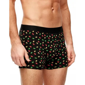 Boxerky Pánské boxerky černé bavlněné se vzorem gumoví medvídci velikost XXL s elastanem