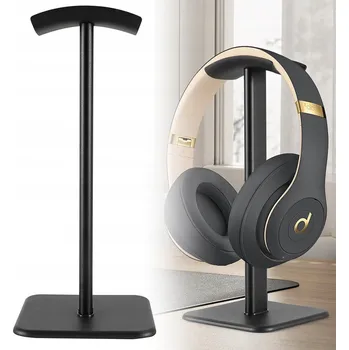 Věšák STOJAN NA SLUCHÁTKA / KOVOVÝ STOJAN VĚŠÁK NA STŮL / ČERNÝ 23CM 2ks