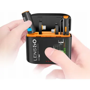 Mikrofon LensGo 2x Mini bezdrátový mikrofon 50m 2v1 USB-C + iPhone Lightning Android Ios / 528c