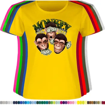 Dámské tričko damske-levne-bavlnene-tricko-digitalni-potisk-opice-penize Barva: Yellow - žlutá, velikost: 3XL