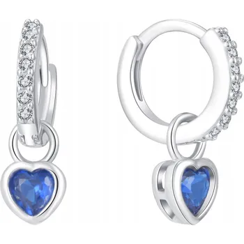 Náušnice STŘÍBRNÉ NÁUŠNICE SRDÍČKA VISACÍ MODRÉ STŘÍBRO 925