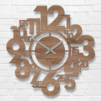 Hodiny Zajímavé nástěnné hodiny - Heures, Dub tabákový (nedostupný) | DUBLEZ