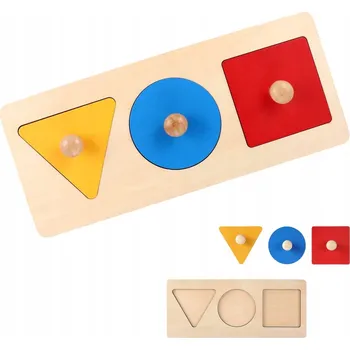 Dřevěná hračka Dřevěné geometrické puzzle Montessori pro miminka a děti - vzdělávací