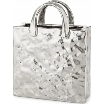 Obraz STŘÍBRNÁ VÁZA TAŠKA 27cm MODERNÍ GLAMOUR LESK DEKORACE 25