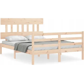 Postel Dřevěná borovicová postel 195,5x125,5x80 cm, neošetřená, s čelem