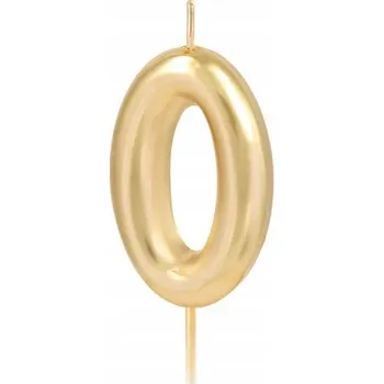 Dortová svíčka Svíčka na dort číslice 0 zlatá lesklá 6 cm narozeninové číslo do 30 40 50
