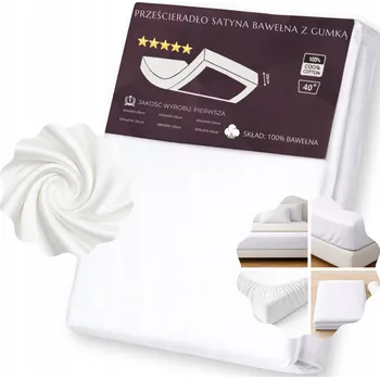 Prostěradlo Prostěradlo s Gumou 180x200cm + 25cm BÍLÉ SATÉNOVÉ BAVLNA PŘÍJEMNÉ ODOLNÉ