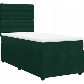 Postel Kontinentální postel s nastavitelným čelem, tmavě zelená, 200x90 cm