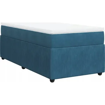 Postel Kontinentální postel 200x100 cm tmavě modrá s matrací a topperem