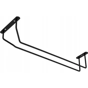 Věšák Držák na skleničky, jednoradový Merkury, 33,6 x 10,2 cm, černý mat