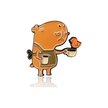 Příslušenství pro přípravu kávy Pinbox - Capybarista - kovová brož