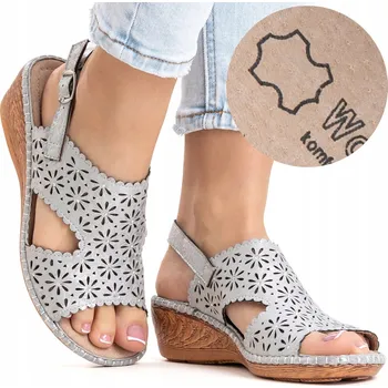 Dámské sandále Sandály kožená stélka klínek módní zirkony pohodlné elegantní lehké Wojtyłko