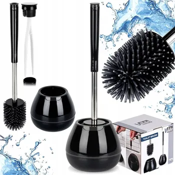 WC štětka Vilde černá, volně stojící, silikonová, s nádobkou