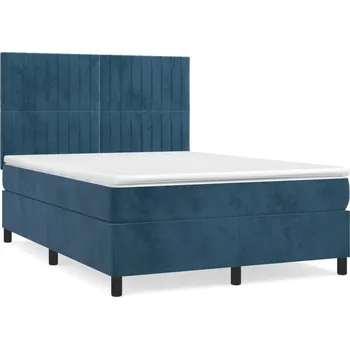 Postel Kontinentální postel s nastavitelným čelem, tmavě modrá, 203x144x118 cm