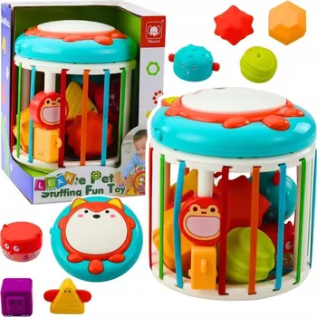 Hračka pro nejmenší Válec Kostka Senzorická Interaktivní Bubínek Liška Světla Zvuky Barevná