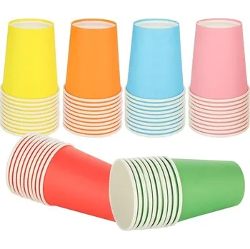 120 papírových kelímků, 250 ml, recyklovatelné párty kelímky, vícebarevné kelímky na pití na