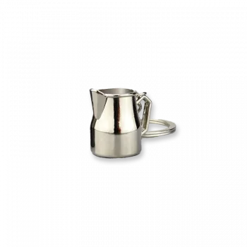 Příslušenství pro přípravu kávy Kovová klíčenka - konvička na mléko - stříbrná