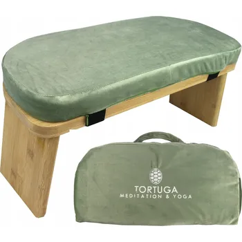 Zahradní lavice Ergonomická skládací lavice na meditaci a jógu z bambusu s polštářem