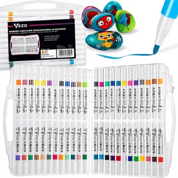 VEZO FIXY AKRYLOVÉ TKANINY KAMENNÝCH ODĚVŮ VODĚODOLNÉ FIXY POPISOVAČE 48 KS