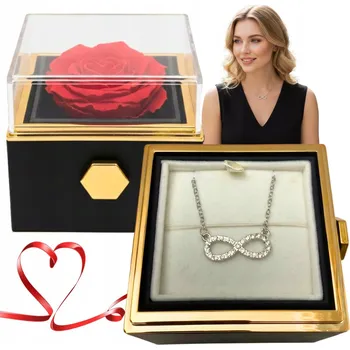 Náhrdelník Dárková sada pro ženu - stříbrný dámský NÁHRDELNÍK RŮŽE k Valentýnu