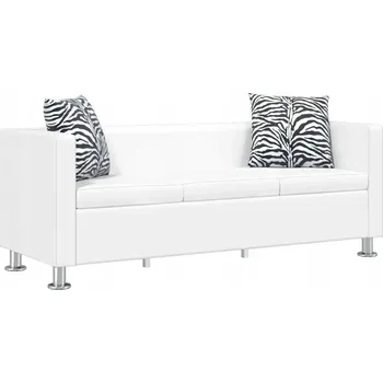 Pohovka Třímístná pohovka z umělé kůže bílá 170x62,5x63 cm