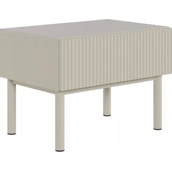 Noční stolek Noční stolek Veldio New s frézovanou čelní stranou a zásuvkou, 50 cm, šedobéžový
