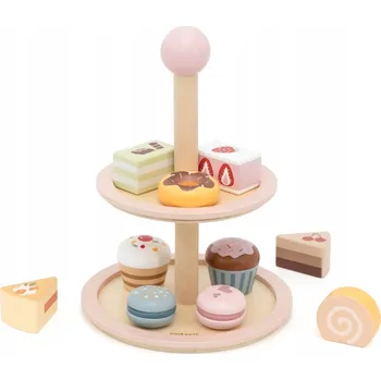 Dřevěná hračka DŘEVĚNÁ SADA CUKRÁŘE ETAŽÉR S DORTEM ODPOLEDNÍ ČAJ VIGA