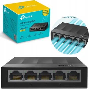 Switch ENERGETICKY ÚSPORNÝ SWITCH Tp-Link LS1005G 5x1GBit 1GB SADA + napájecí adaptér RYCHLÝ