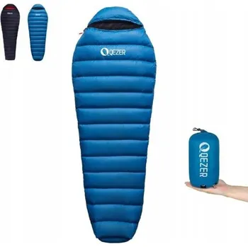 Spacák LEHKÝ SPACÁK TYPU MUMIE S KACHNÍM PEŘÍM ČERNÝ POUZE 620g