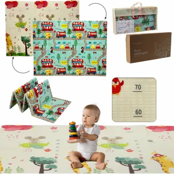 Hrací deka Dymo Extralink Oboustranná vzdělávací hrací podložka, 150x200x1 cm Skládací Auta-Letadla + Taška