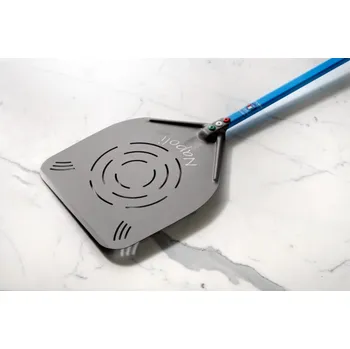 Příprava pizzy GI.METAL Gi.Metal Napoli obdélníková perforovaná lopatka na pizzu 36x36 cm s rukojetí 60 cm