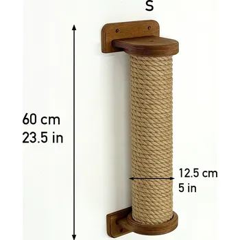 Škrabadlo pro kočky vertikální jutový sloupek CatMission S 60 cm + šrouby Ořech