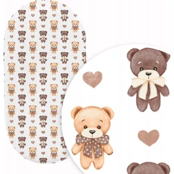 Prostěradlo Prostěradlo do korbičky kočárku, 38x80 cm Medvídci se srdíčkem