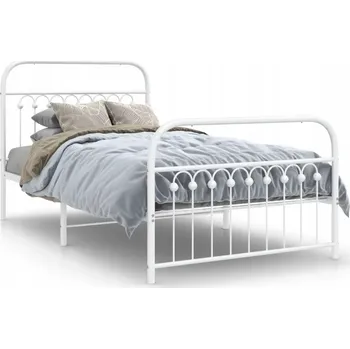 Postel Bílý kovový rám postele 196 x 105 x 100 cm s čelem