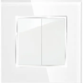 vypínač Schodišťový vypínač skleněný dvojitý mechanický klasický bílý BARON
