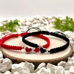 Certom Párové macramé náramky se stříbrným přívěskem srdce 0402